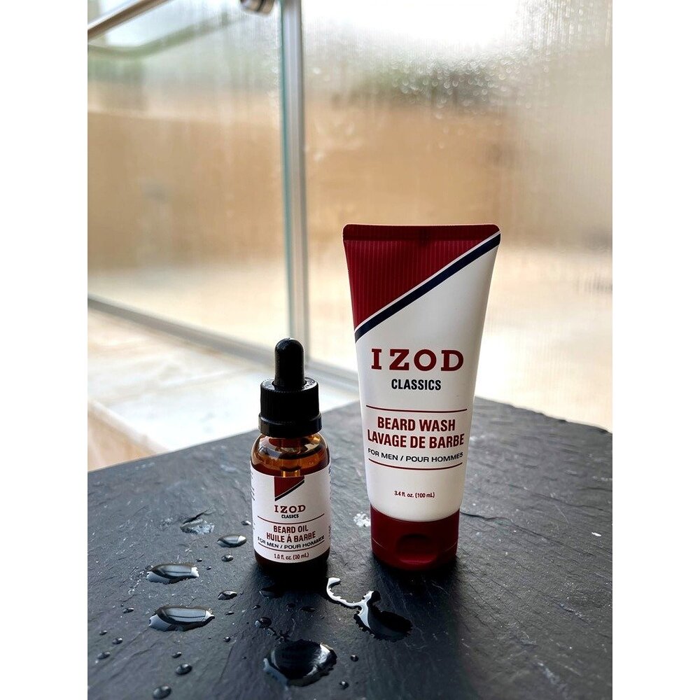 Izod Classics Beard Care Set With Beard‎ Oil & Beard Wash 3.4 Oz Each For Men